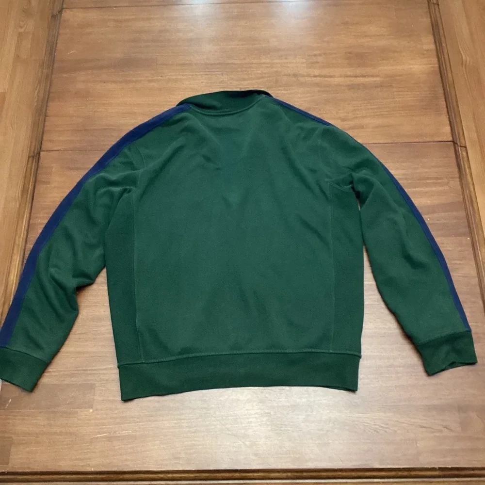 Polo Ralph Lauren Mens Green Navy Stripe Full Zip Track Jacket Fleece Large